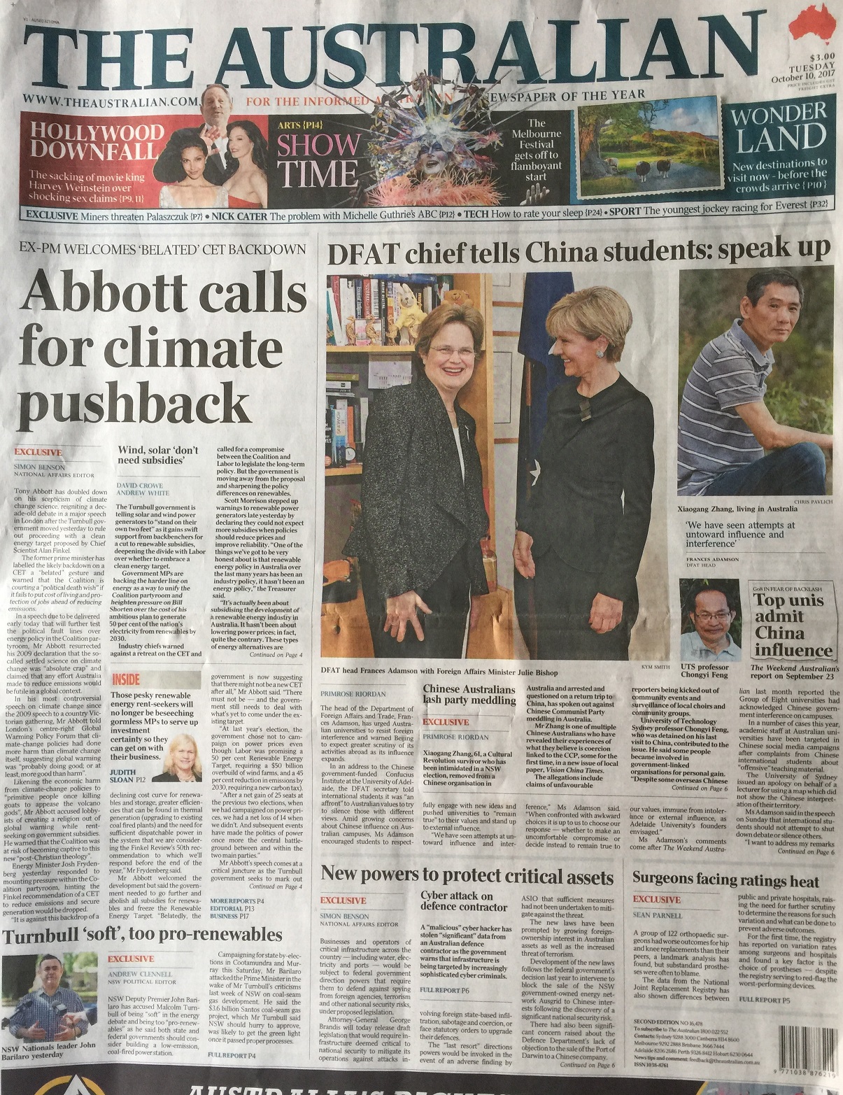 TheAustralian20171010Page1