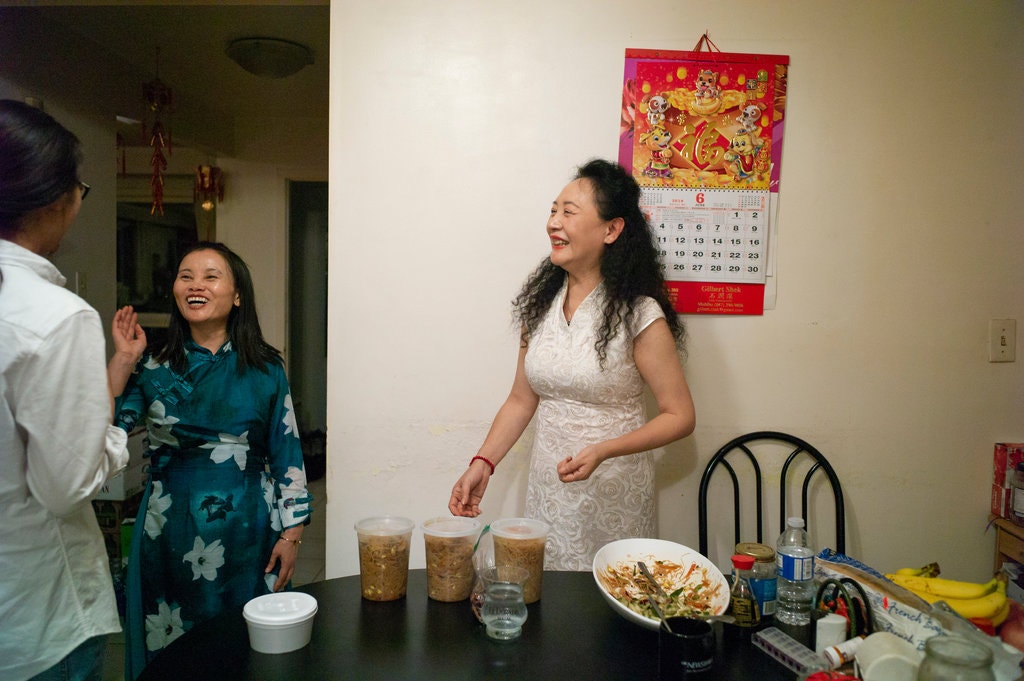 Sheng Xue with friends and supporters during her birthday party in Mississauga, Ontario.